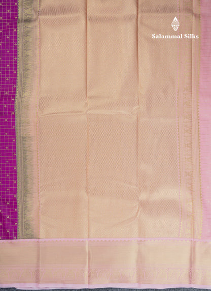 Beautiful Vadamalli Checks With Butta Semi Silk Saree With Contrast Baby Pink Traditional Border