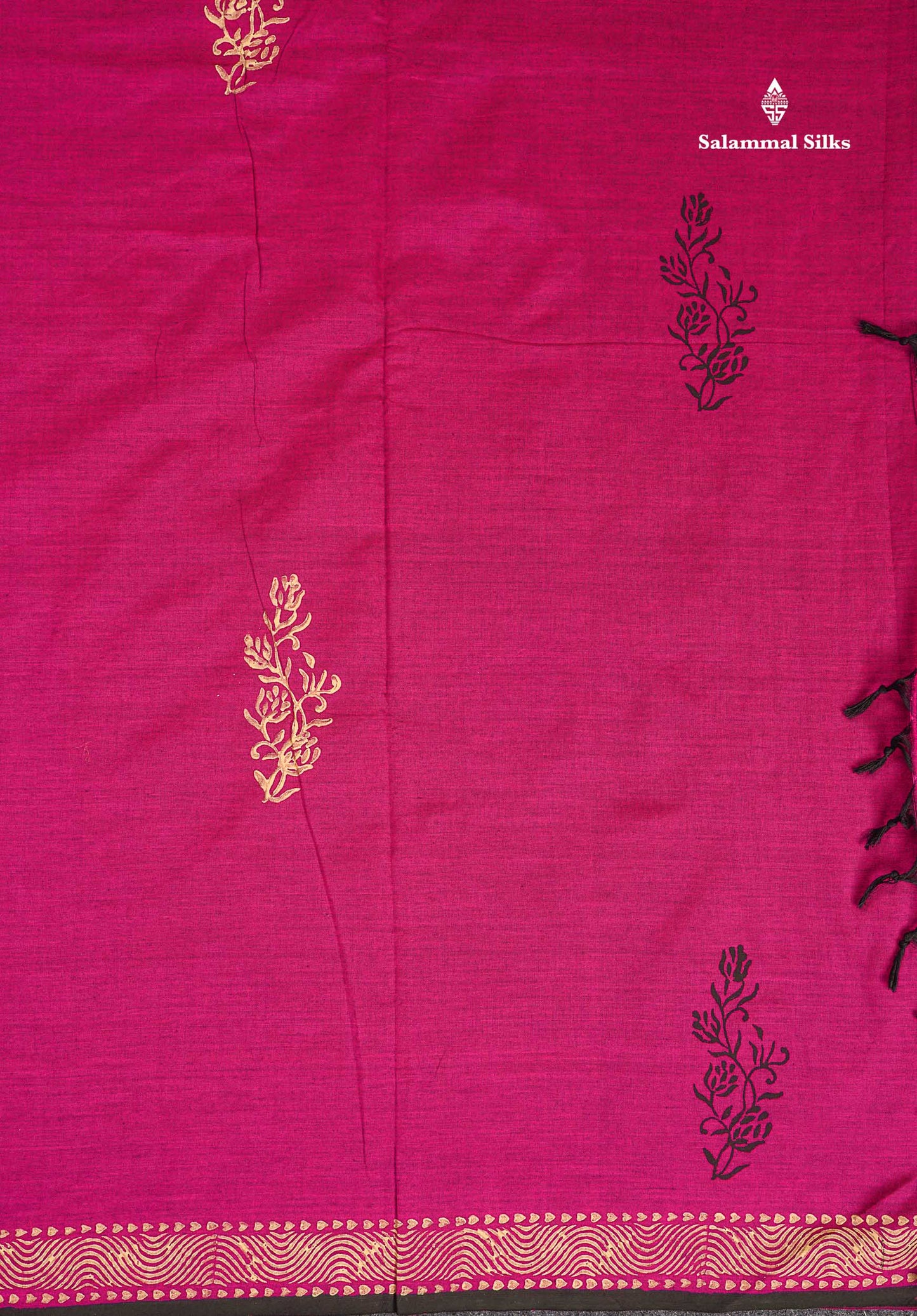 South Cotton Saree - Pink Printed Saree With Contrast Cream Sandal Blouse