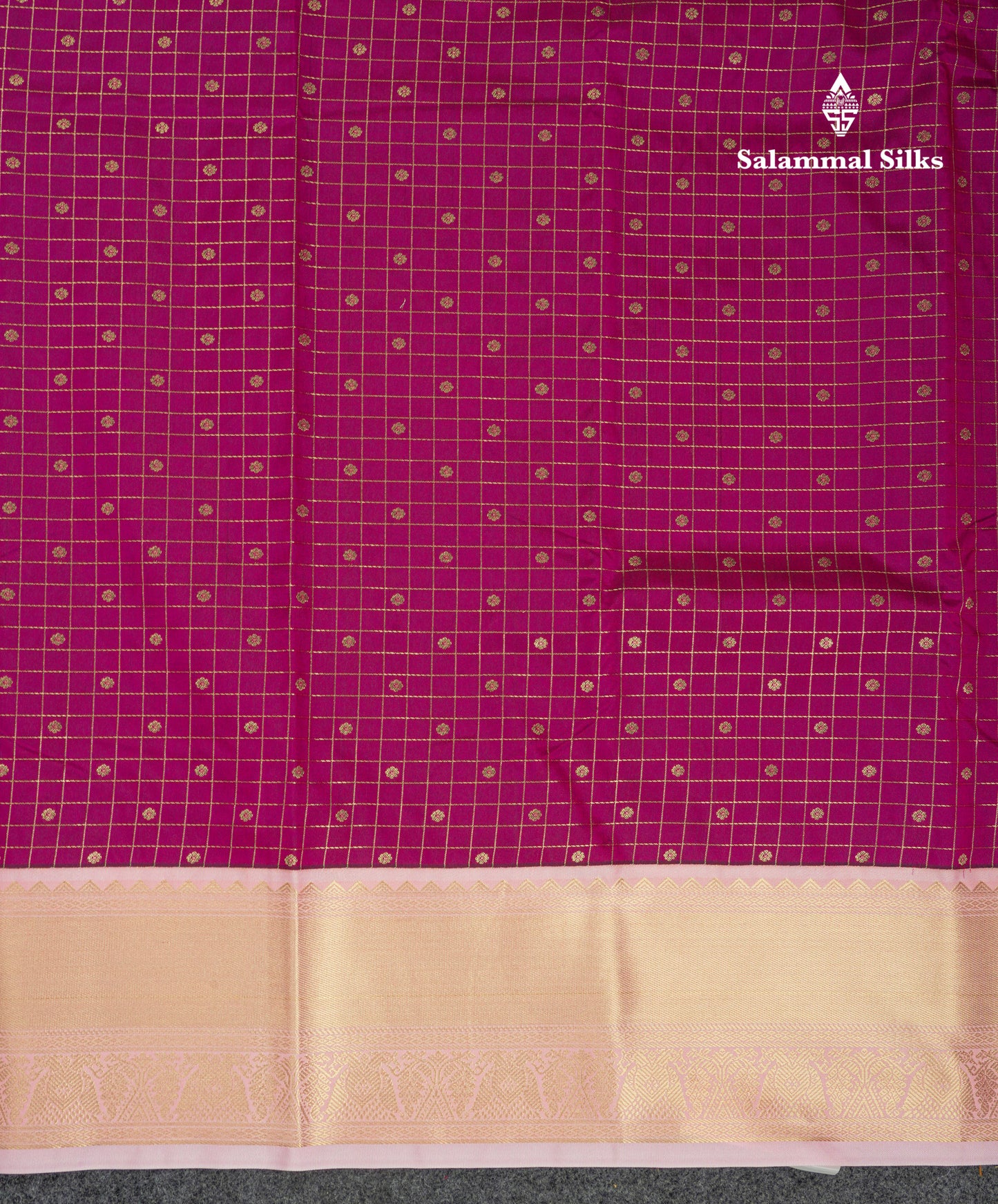 Beautiful Vadamalli Checks With Butta Semi Silk Saree With Contrast Baby Pink Traditional Border