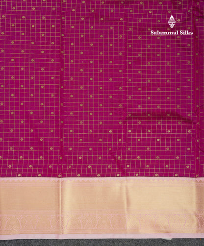 Beautiful Vadamalli Checks With Butta Semi Silk Saree With Contrast Baby Pink Traditional Border