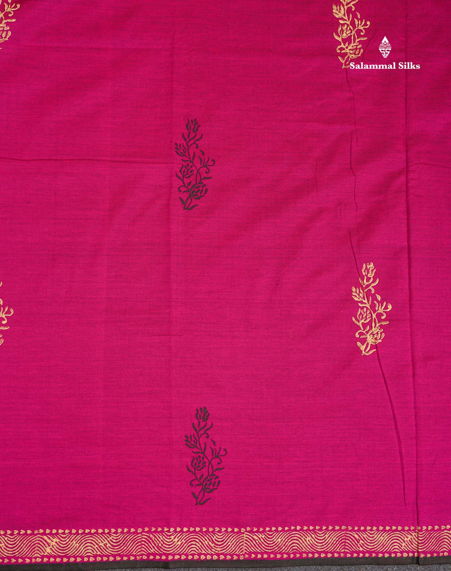 South Cotton Saree - Pink Printed Saree With Contrast Cream Sandal Blouse