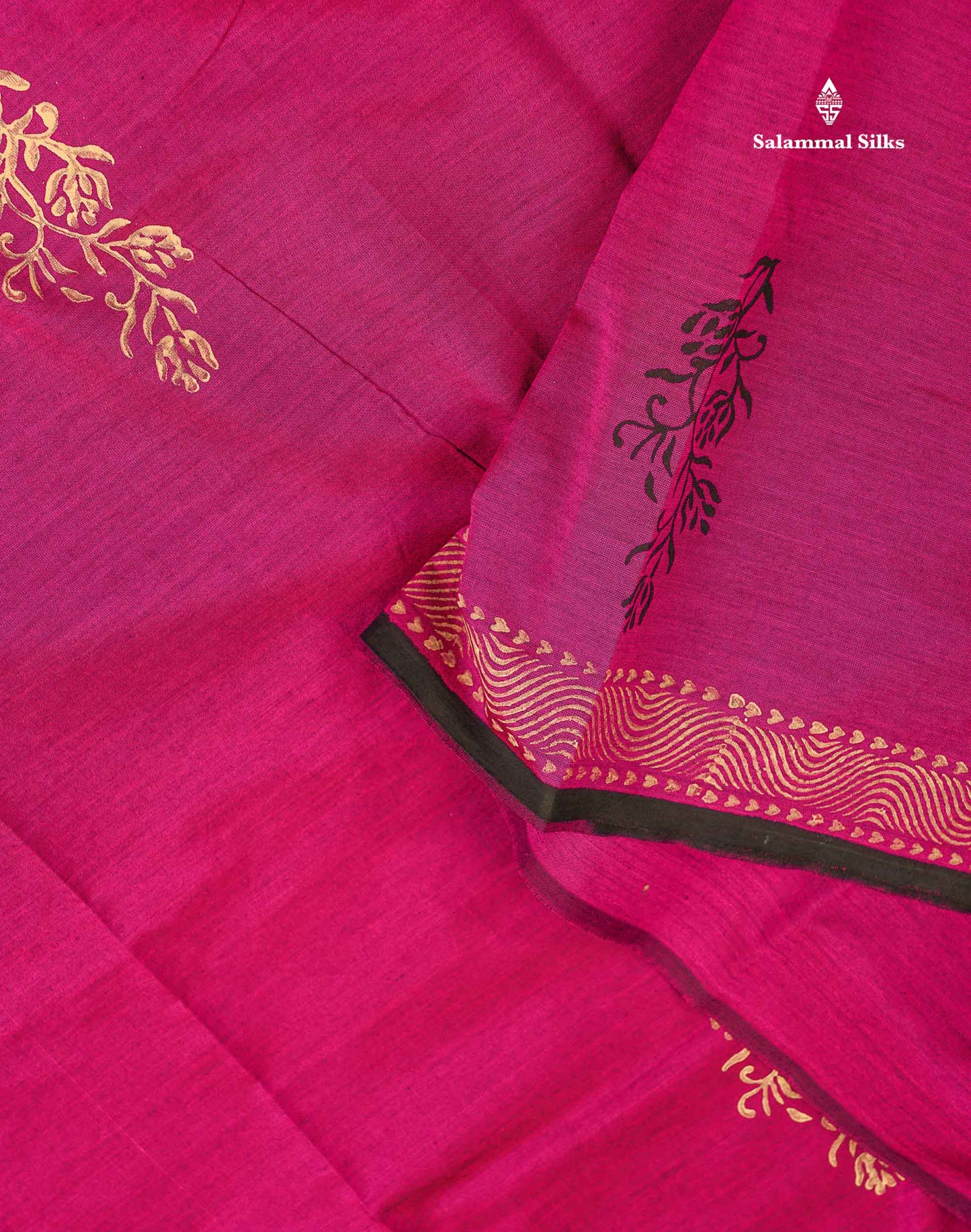 South Cotton Saree - Pink Printed Saree With Contrast Cream Sandal Blouse