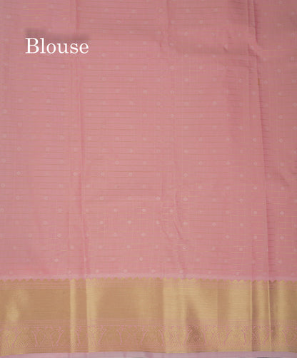 Beautiful Vadamalli Checks With Butta Semi Silk Saree With Contrast Baby Pink Traditional Border