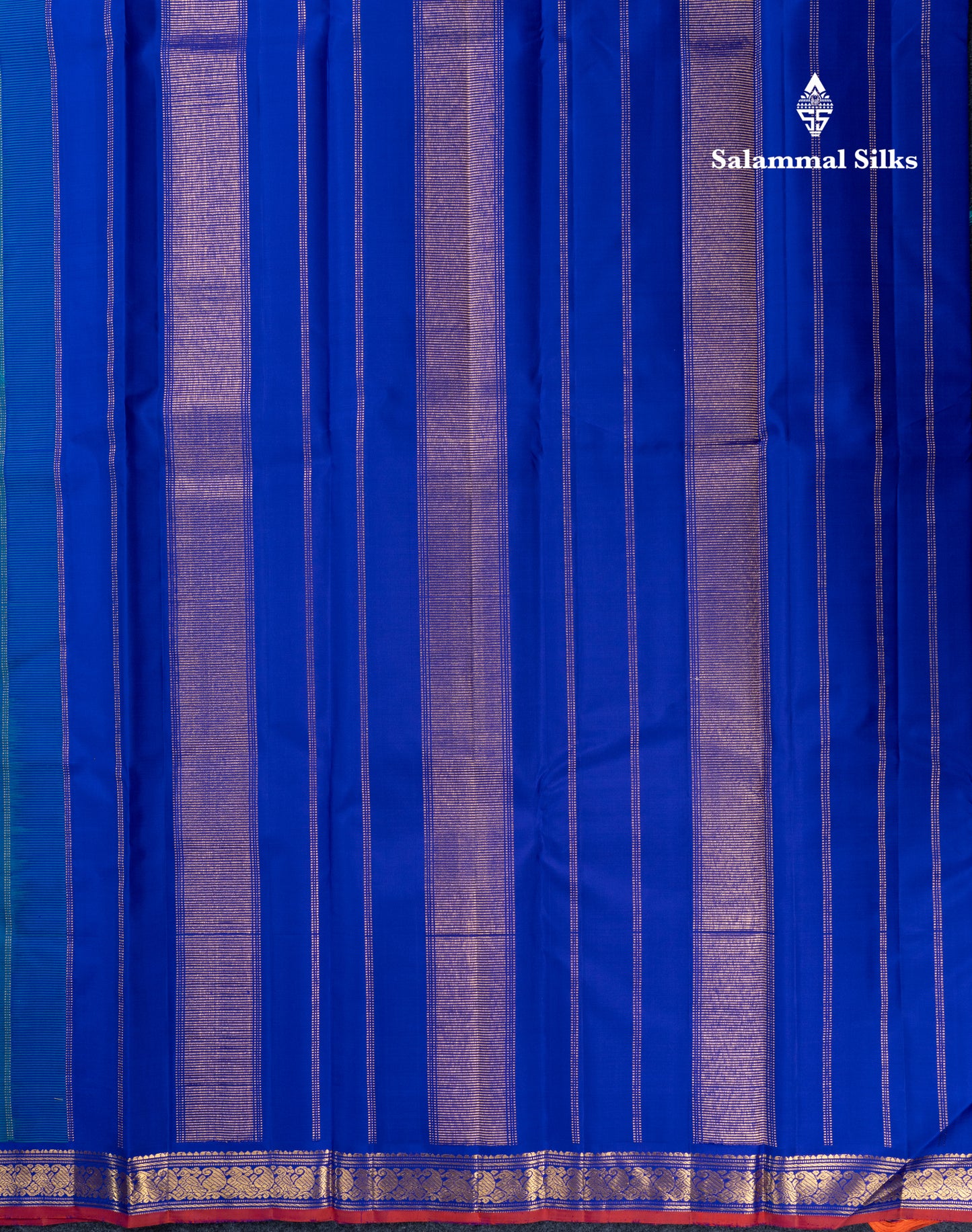 Dual Tone Ramar Blue Pure Kanjivaram Silk Saree With Contrast Royal Blue Blouse