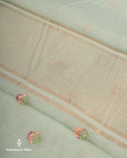 Beautiful Light Lavender Embroidery Floral Design Kota Cotton  Mix Saree With Fancy Border