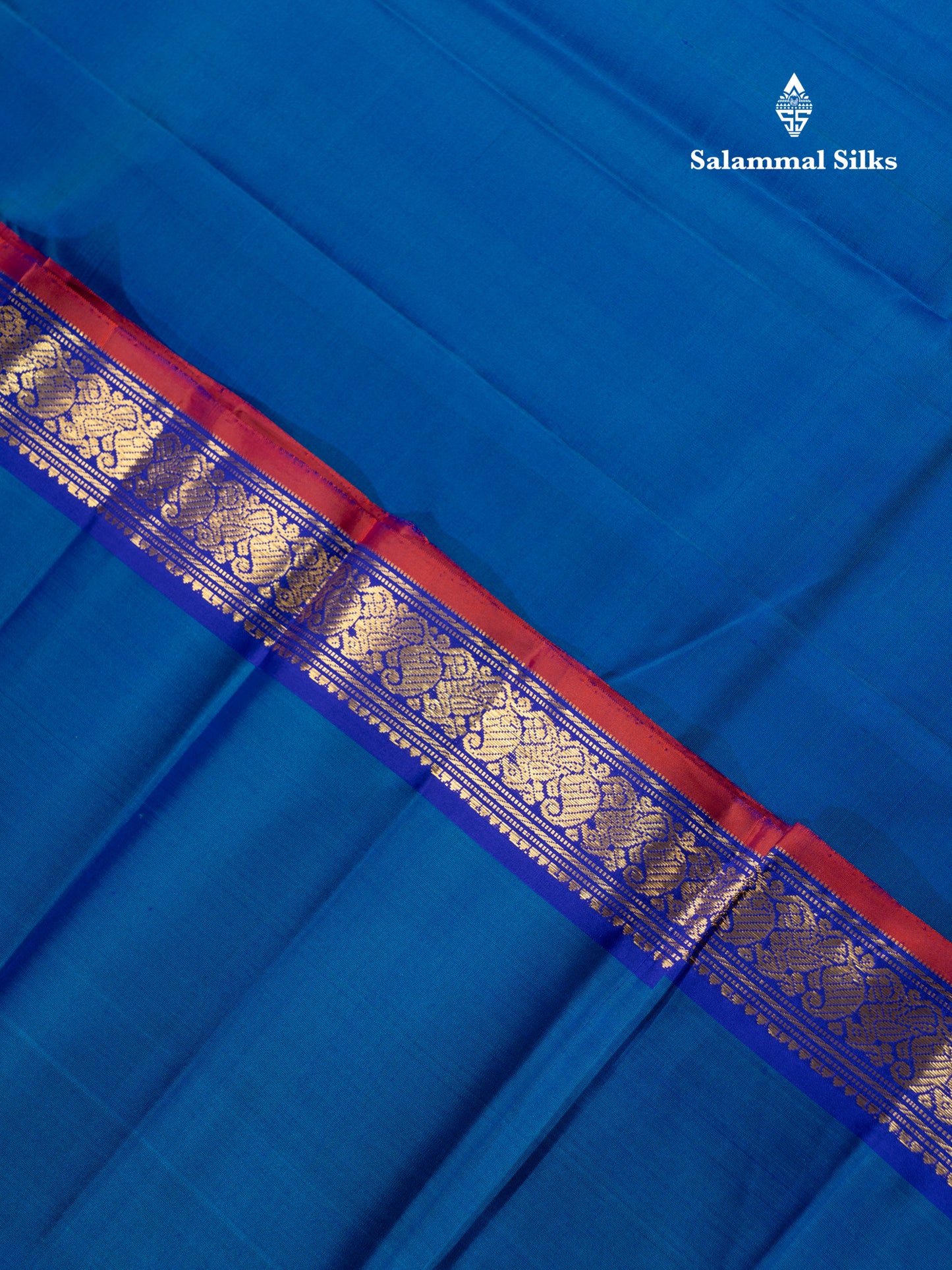 Dual Tone Ramar Blue Pure Kanjivaram Silk Saree With Contrast Royal Blue Blouse