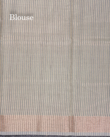 Gray Fancy Saree With Copper Zari Border