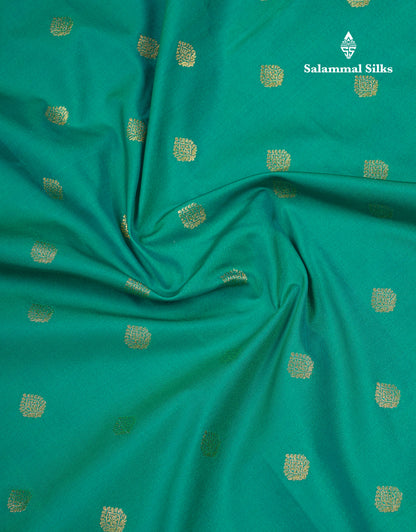 Beautiful Sapphire Green Semi Silk Saree With Contrast Pink Traditional Small Border