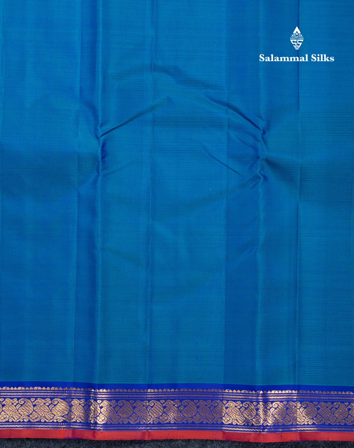 Dual Tone Ramar Blue Pure Kanjivaram Silk Saree With Contrast Royal Blue Blouse