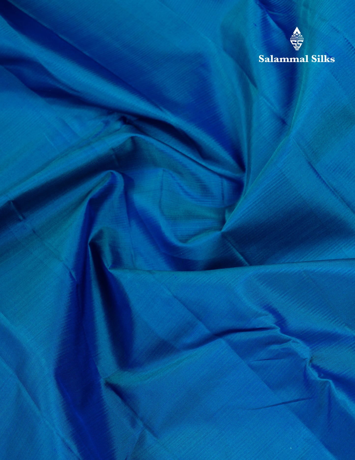 Dual Tone Ramar Blue Pure Kanjivaram Silk Saree With Contrast Royal Blue Blouse