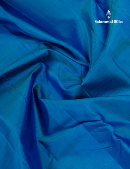 Dual Tone Ramar Blue Pure Kanjivaram Silk Saree With Contrast Royal Blue Blouse