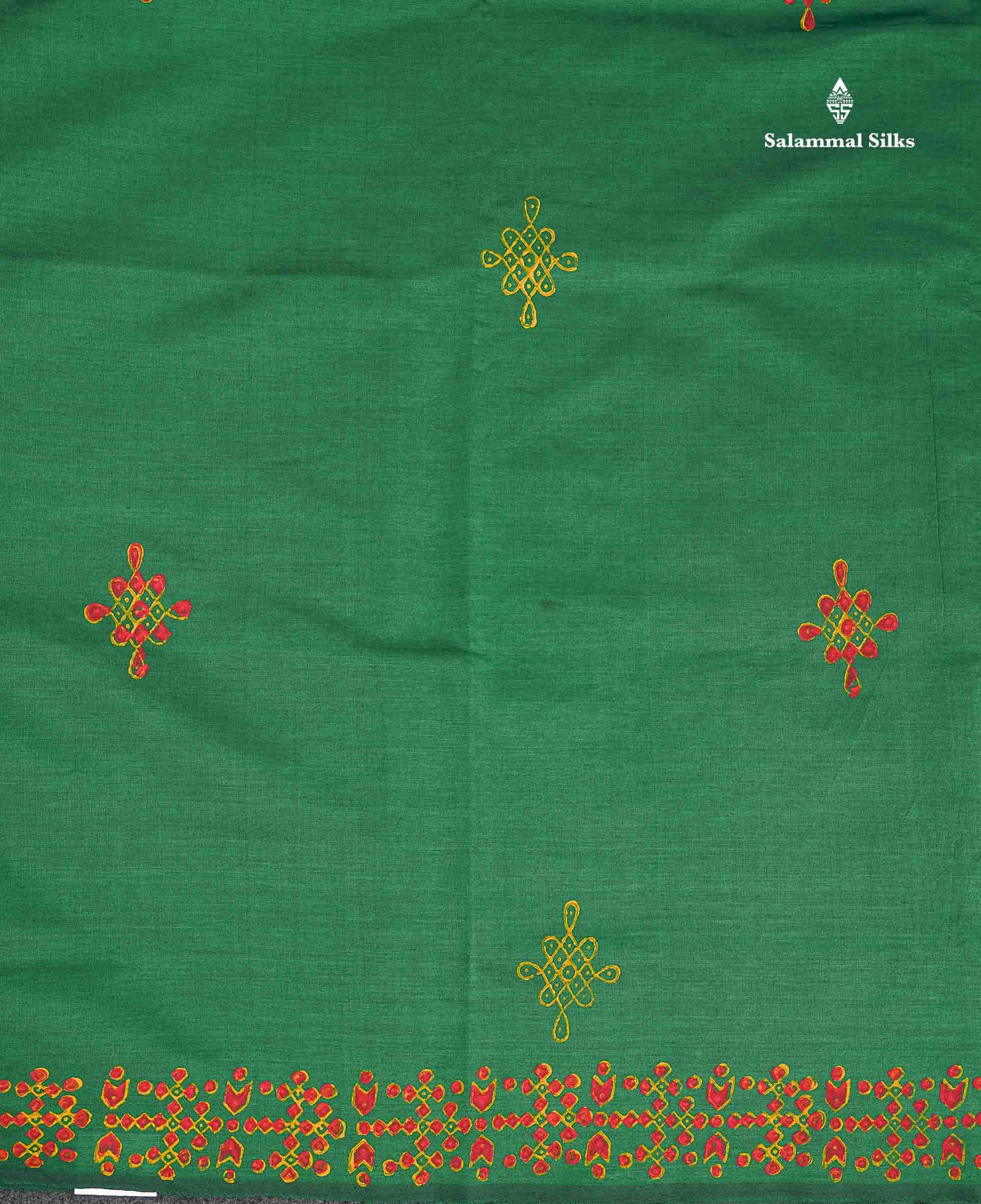 South Cotton Saree - Bottle Green Printed Saree With Contrast Mustard Yellow Blouse