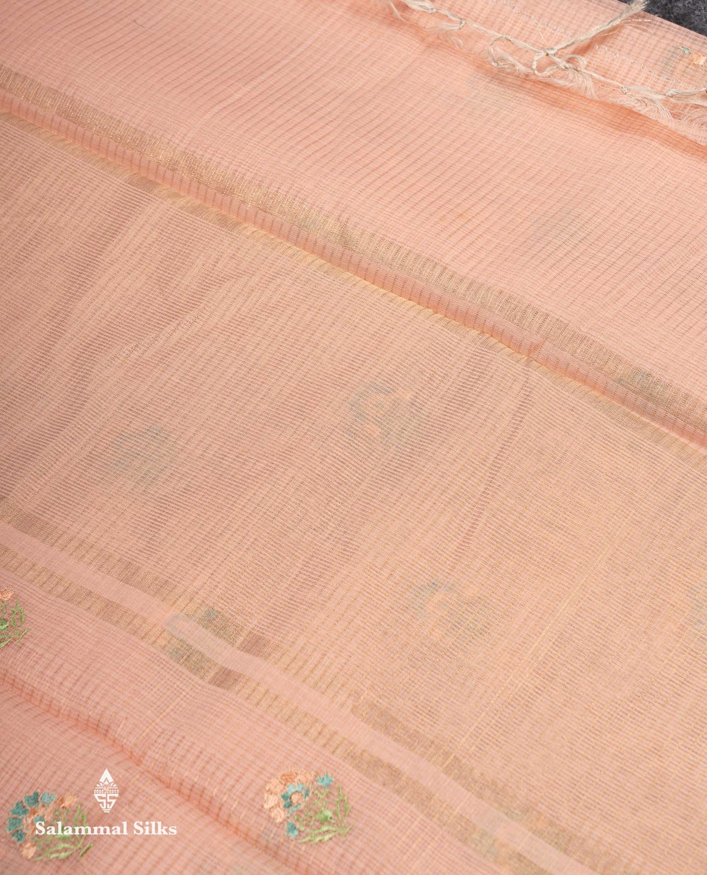 Beautiful Light Lavender Embroidery Floral Design Kota Cotton  Mix Saree With Fancy Border