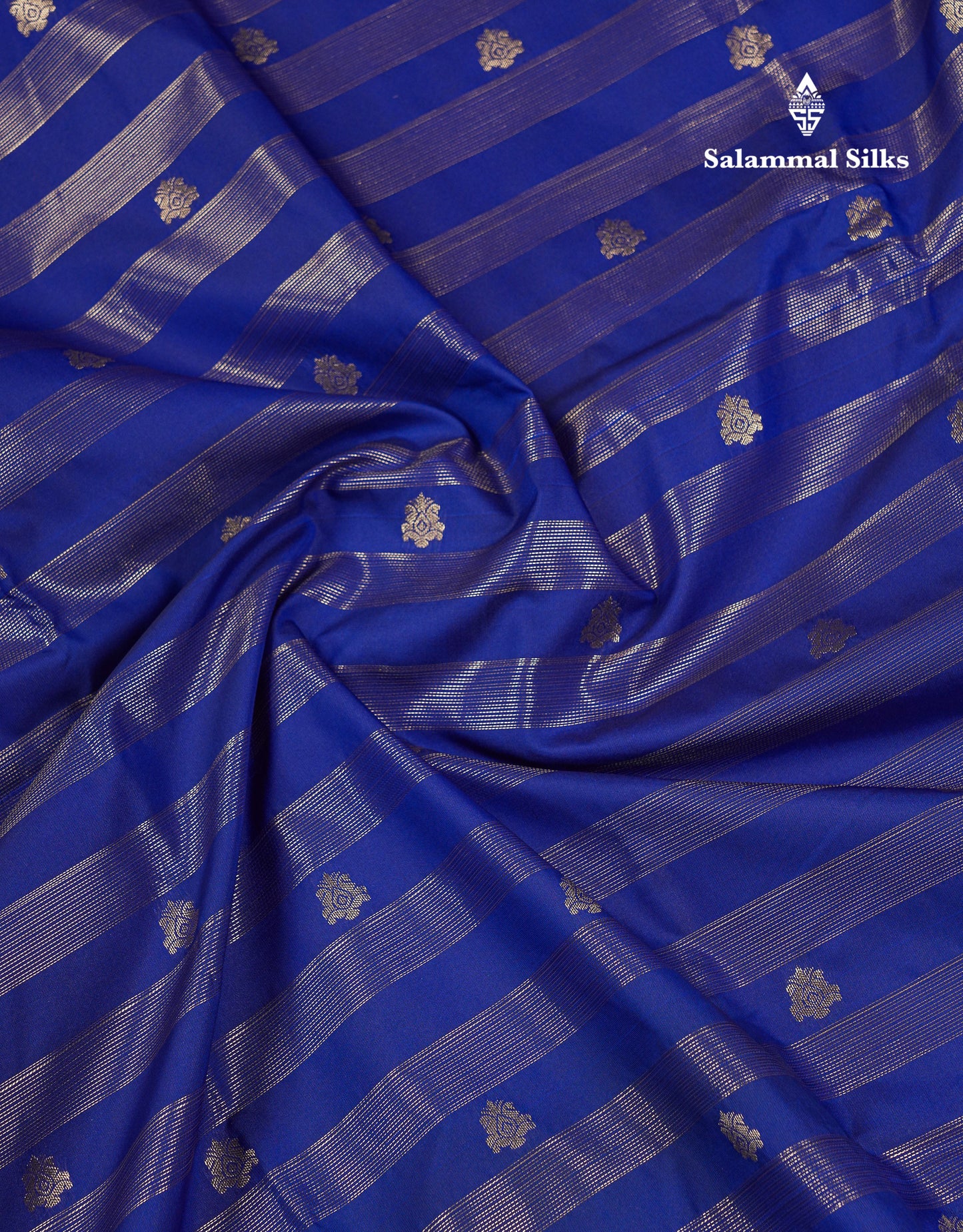 Beautiful Royal Blue Semi Silk Saree With Contrast Cream Sandal Traditional Rettapet Border