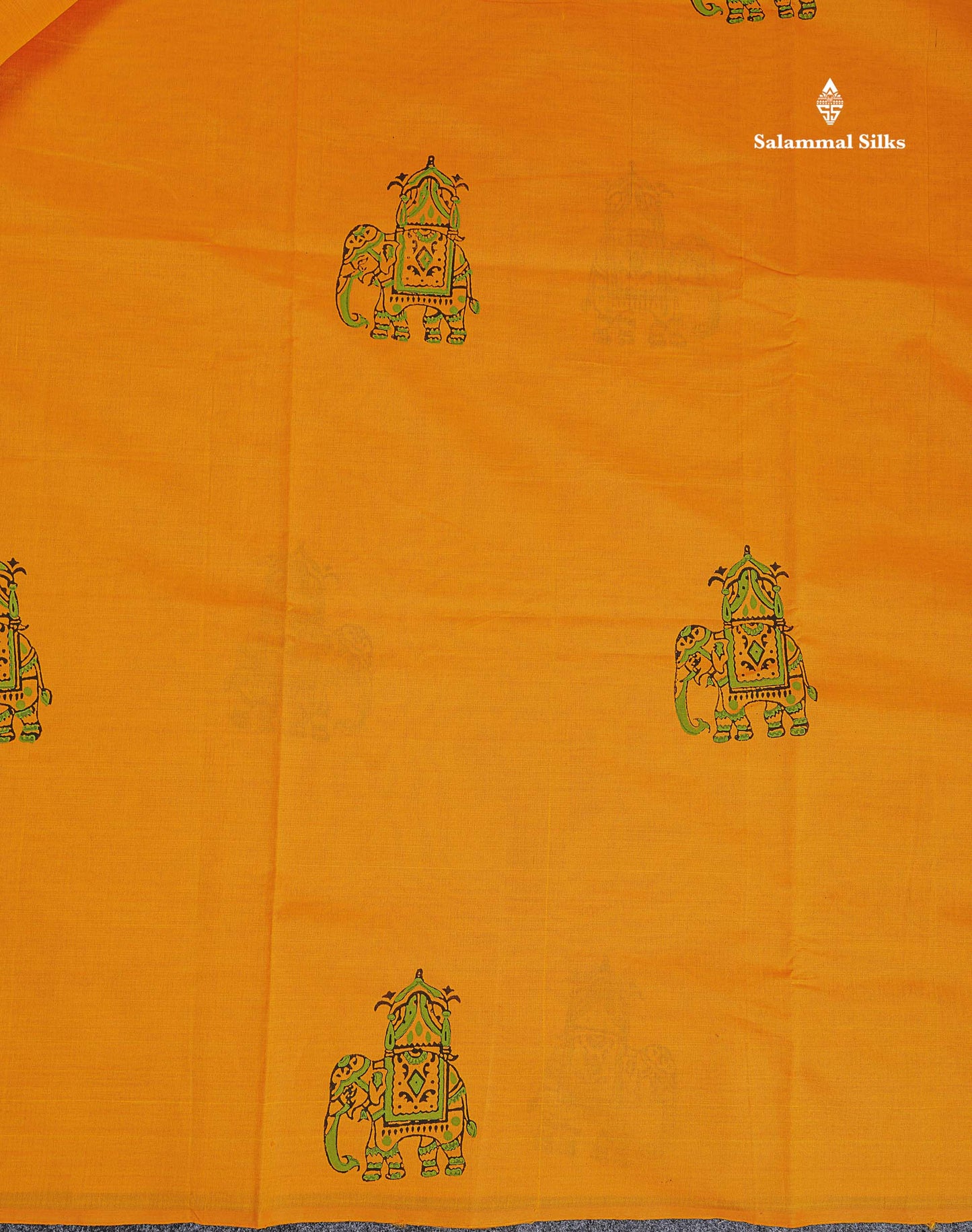 South Cotton Saree - Mustard Yellow Printed Saree With Contrast Black Blouse