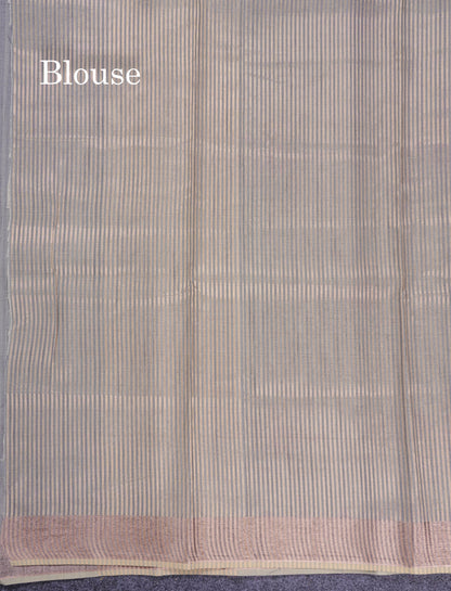 Elaichi Green Printed Cotton Mix Saree With Small Tissue Border
