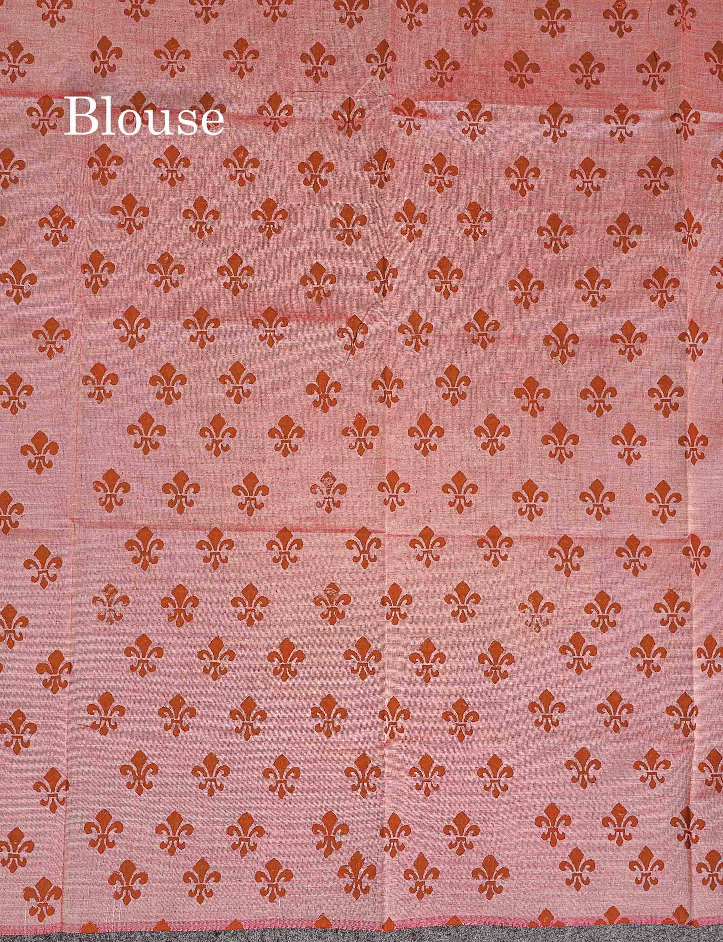 South Cotton Saree - Dark Brown Printed Saree With Contrast Onion Pink Blouse