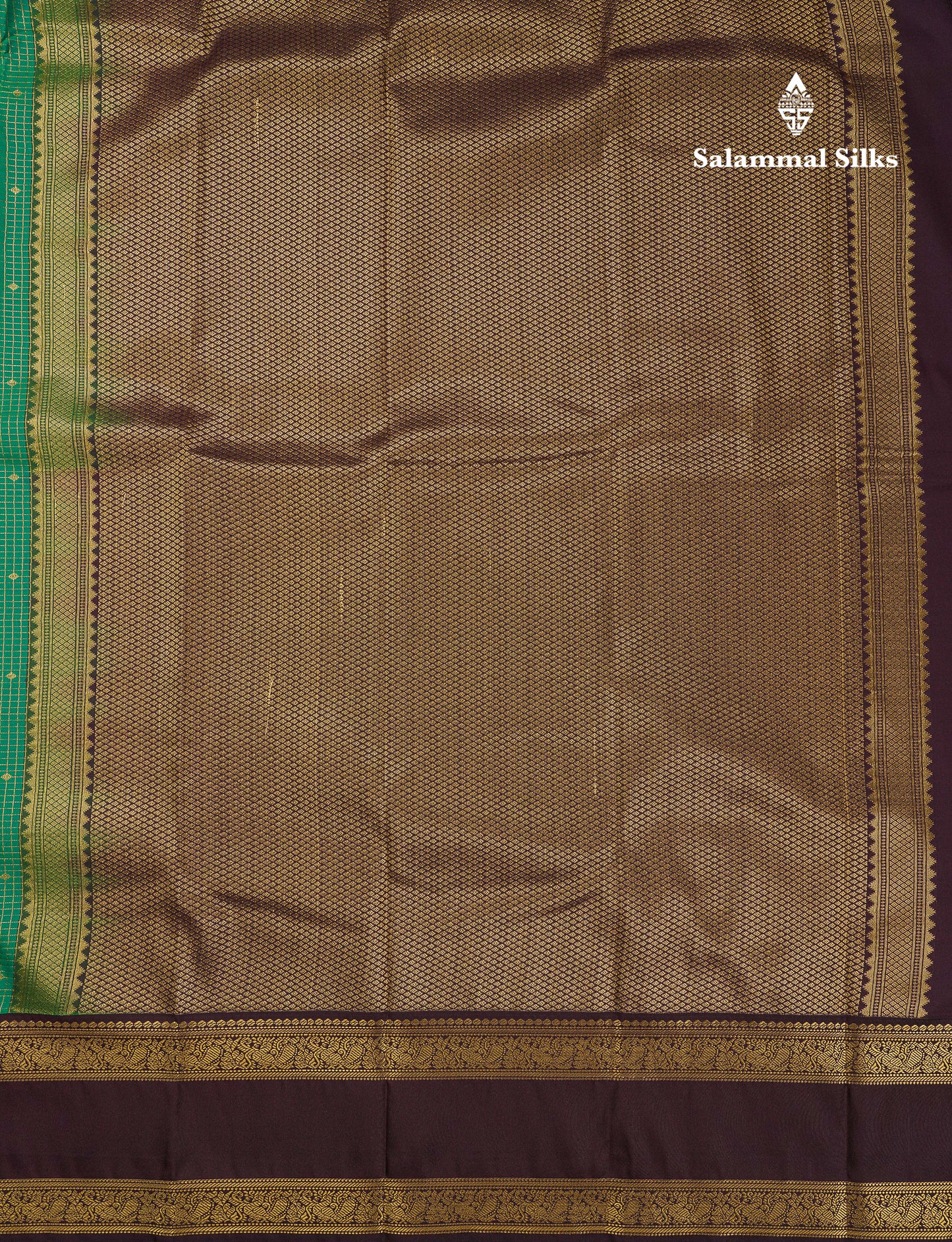 Beautiful Manthulir Yellow Checks With Butta Semi Silk Saree With Contrast Dark Brown Traditional Rettapet Border