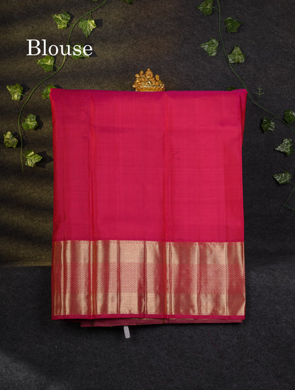 Beautiful Pure Silk Pattu Pavadai Checks With Butta (Manthulir Yellow) With Contrast Rani Pink Blouse 45"