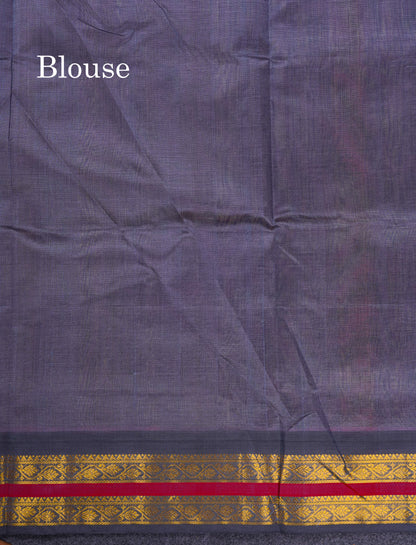 Onion Pink Pure Silk Cotton Saree With Contrast Dark Purple Traditional Border