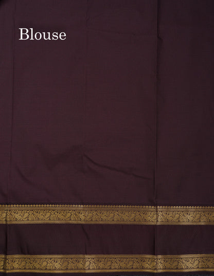 Beautiful Manthulir Yellow Checks With Butta Semi Silk Saree With Contrast Dark Brown Traditional Rettapet Border