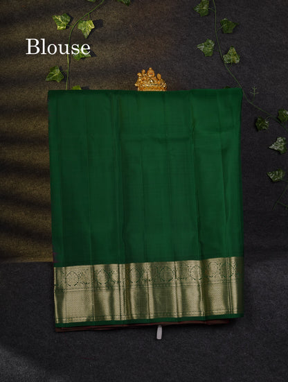 Beautiful Pure Silk Pattu Pavadai Checks With Butta (Pink) With Contrast Bottle Green Blouse 45"