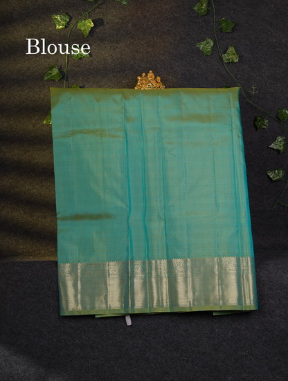 Beautiful Pure Silk Pattu Pavadai Checks With Butta (Dark Maroon) With Contrast Orange Blouse 45"