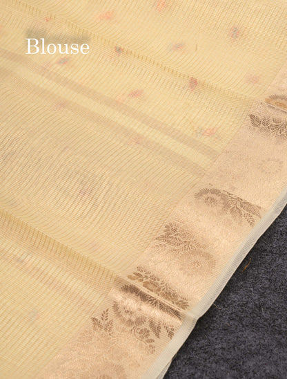 Beautiful Lavender Embroidery Floral Design Kota Cotton  Mix Saree With Fancy Border