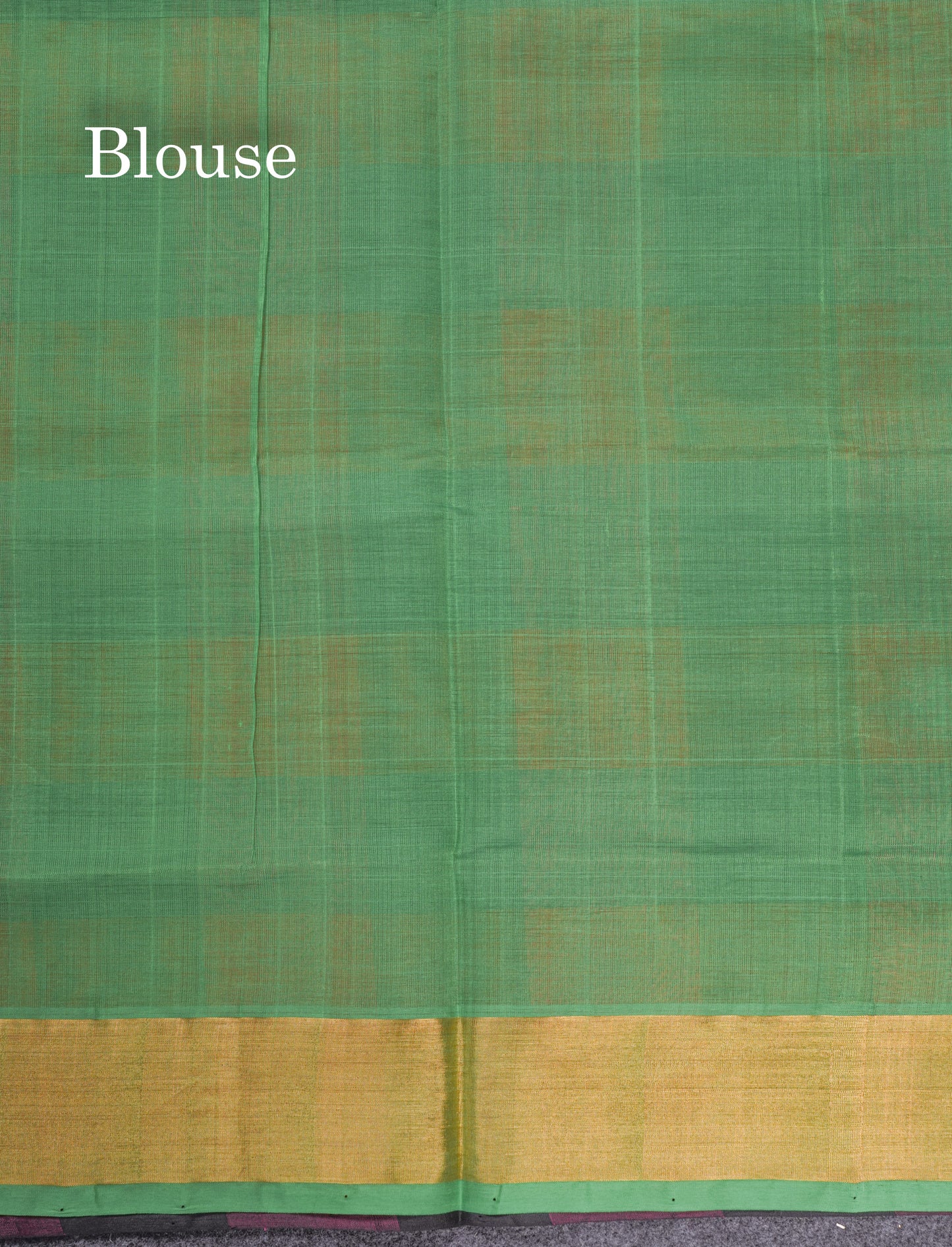 Paalum Pazham Checks Pure Silk Cotton Saree With Contrast Parrot Green Blouse