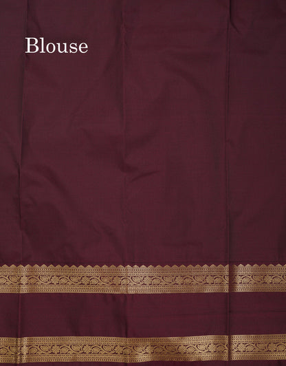 Beautiful Half White Checks With Butta Semi Silk Saree With Contrast Dark Brown Traditional Rettapet Border