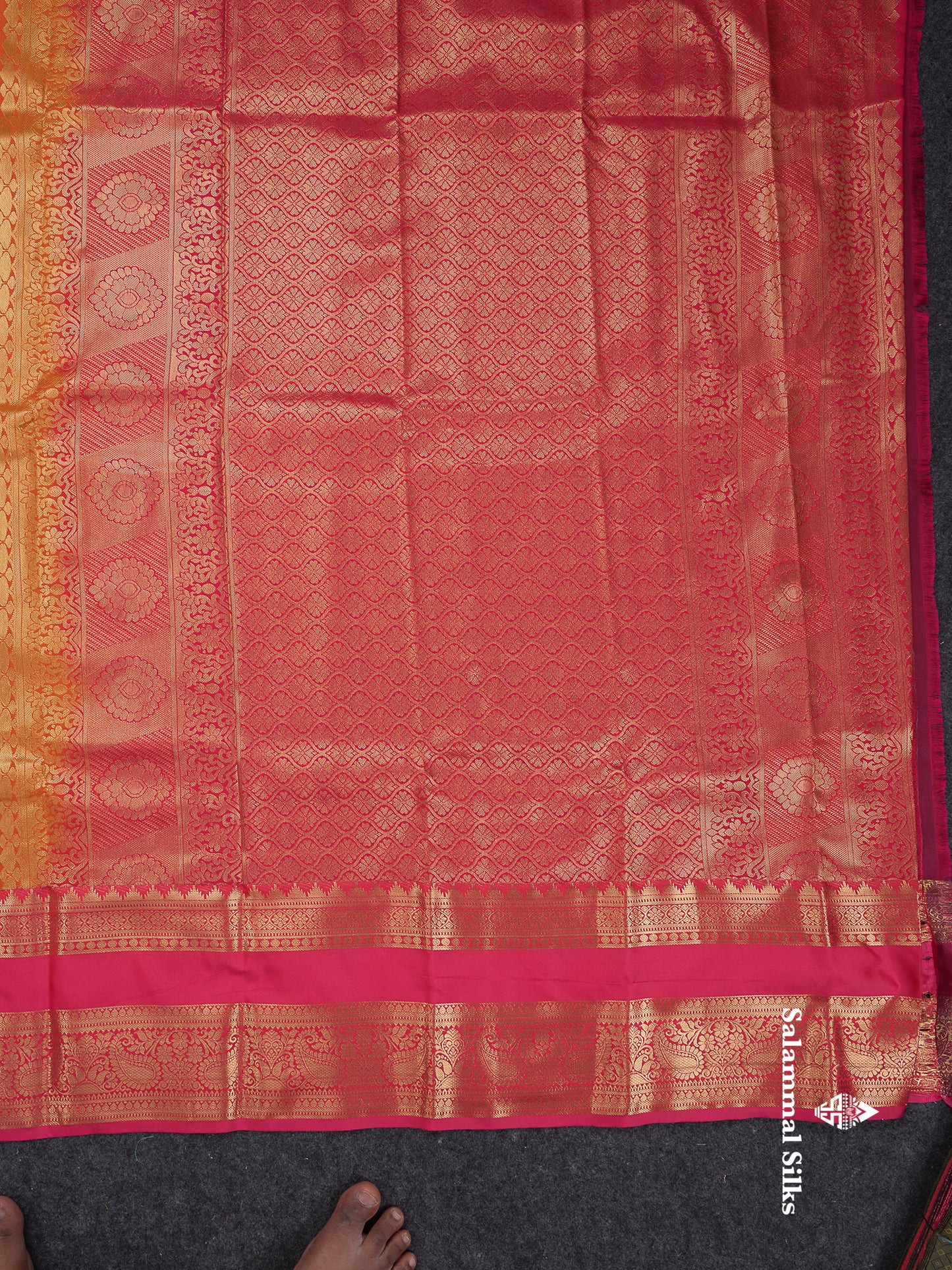 Beautiful Orange Semi Silk Saree With Contrast Chilly Reddish Pink Traditional Evening Morning Border