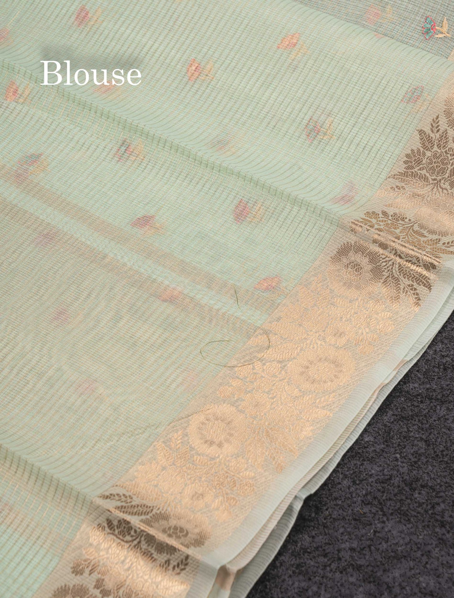 Beautiful Lavender Embroidery Floral Design Kota Cotton  Mix Saree With Fancy Border