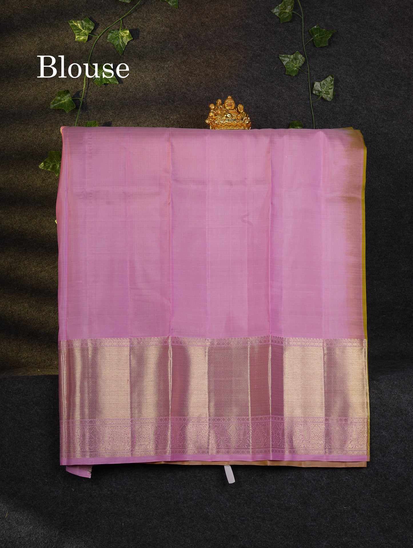 Beautiful Pure Silk Pattu Pavadai (Mehandi Green) With Contrast Light Pink Blouse 45"
