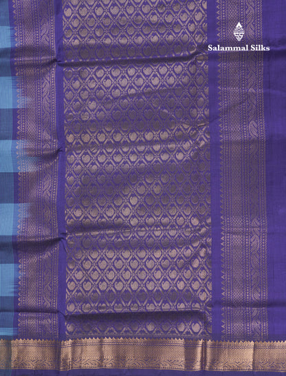 Paalum Pazham Checks Pure Silk Cotton Saree With Contrast Violet Blouse