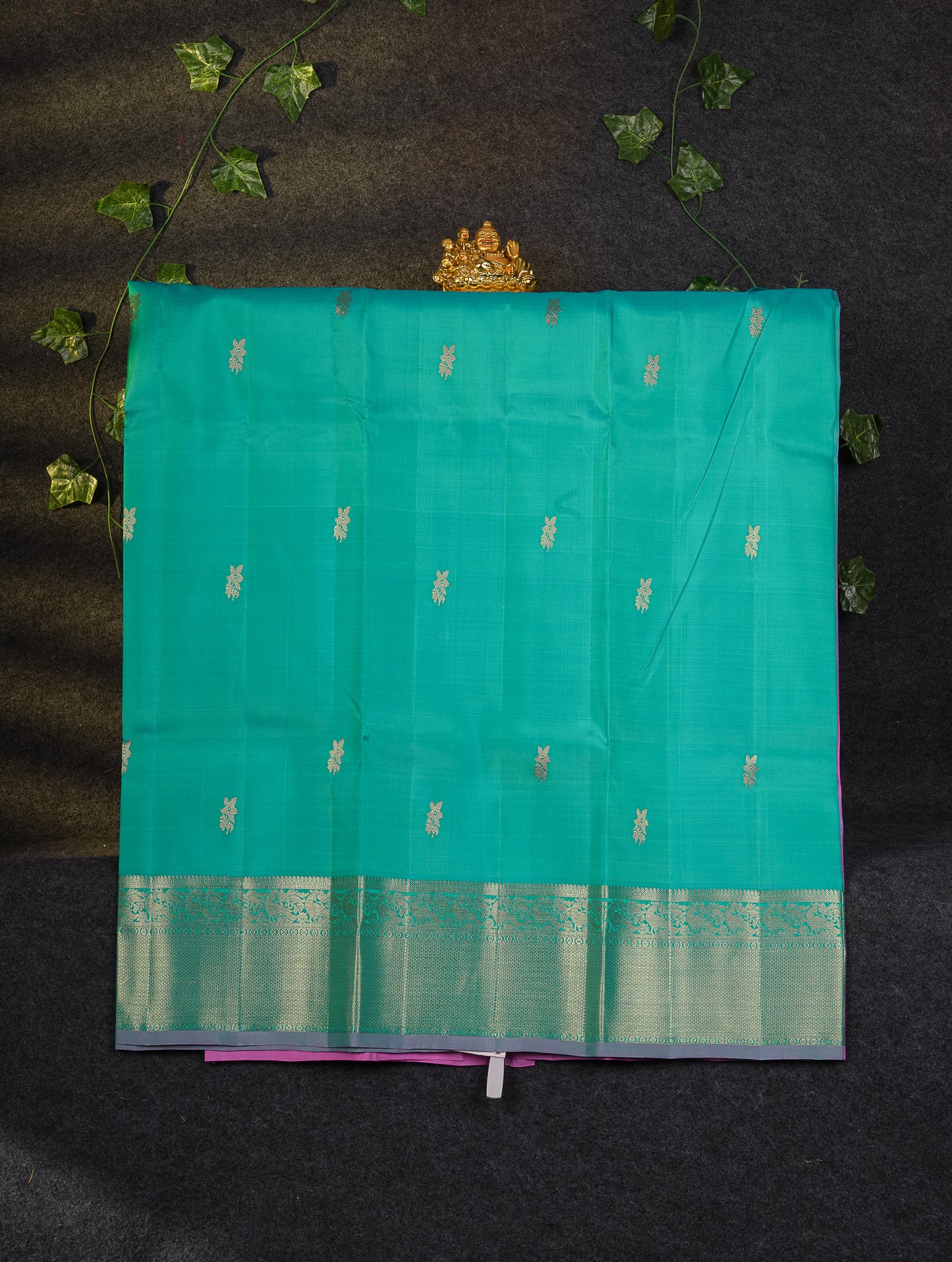 Beautiful Pure Silk Pattu Pavadai (Sapphire Blue) With Contrast Light Pink Blouse 45"