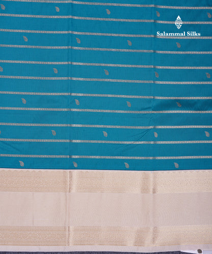 Beautiful Bottle Green Semi Silk Saree With Contrast Cream Sandal Rettapet Traditional Border