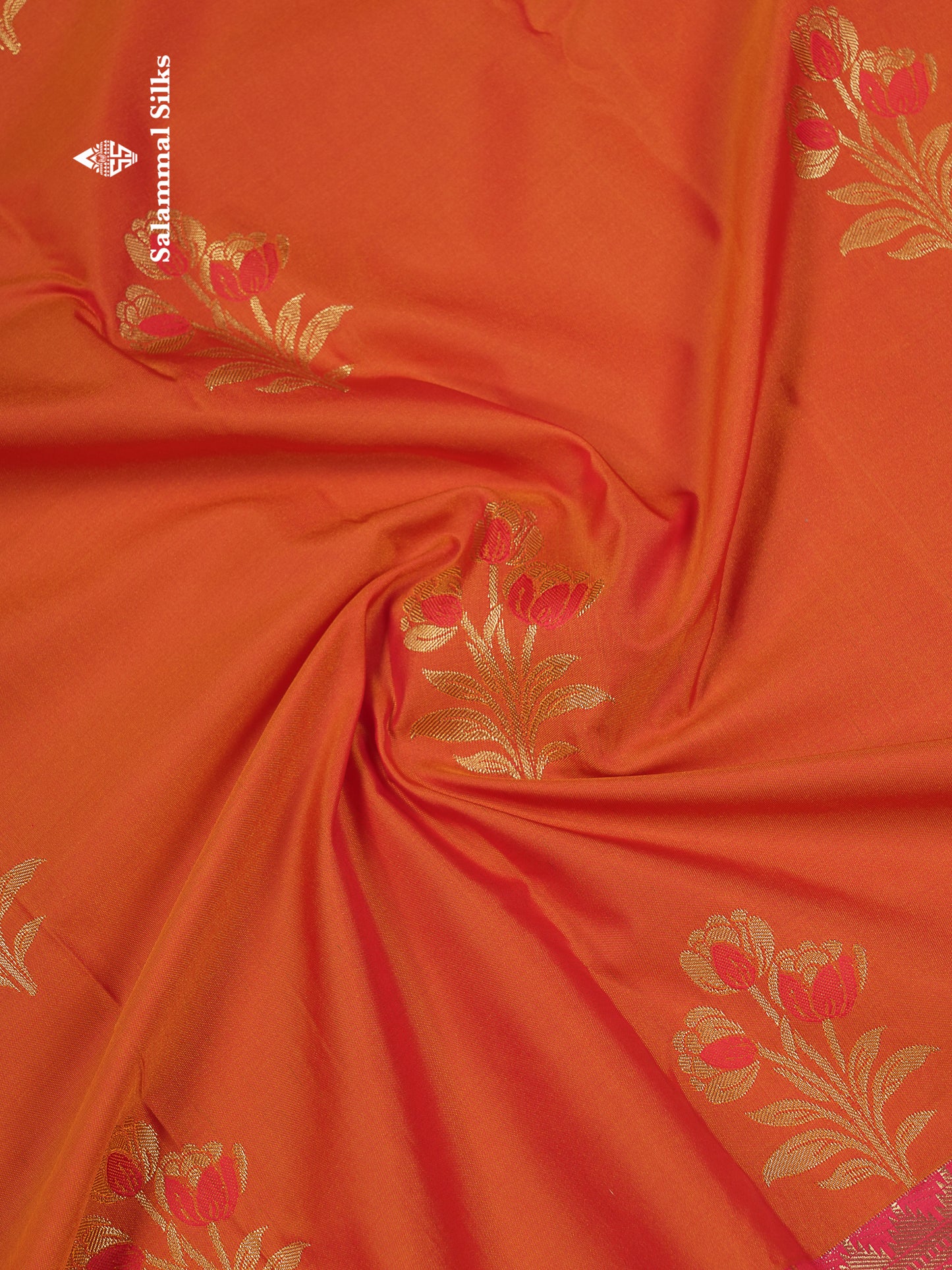 Beautiful Orange Semi Silk Saree With Contrast Chilly Reddish Pink Traditional Evening Morning Border