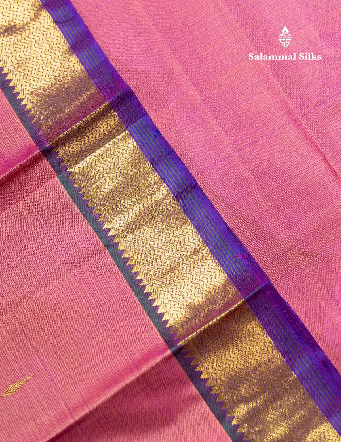 Mustard Yellow Pure Kanjivaram Silk Saree With Contrast Dark Purple Small Traditional Border