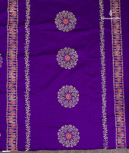 South Cotton Saree - Violet Printed Saree With Contrast Cream Blouse