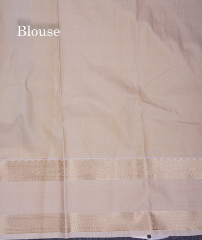 Beautiful Bottle Green Semi Silk Saree With Contrast Cream Sandal Rettapet Traditional Border