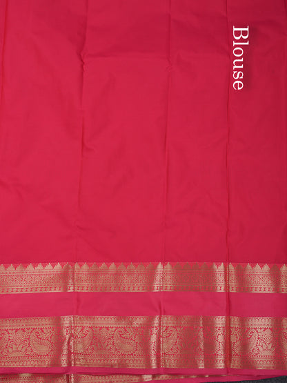 Beautiful Orange Semi Silk Saree With Contrast Chilly Reddish Pink Traditional Evening Morning Border