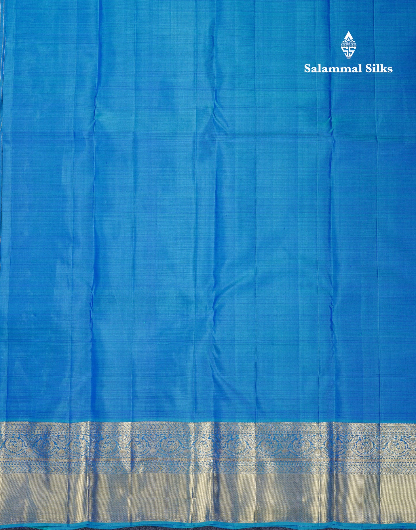 Beautiful Dual Tone Blue Pure Kanjivaram Silk Saree With Traditional Border