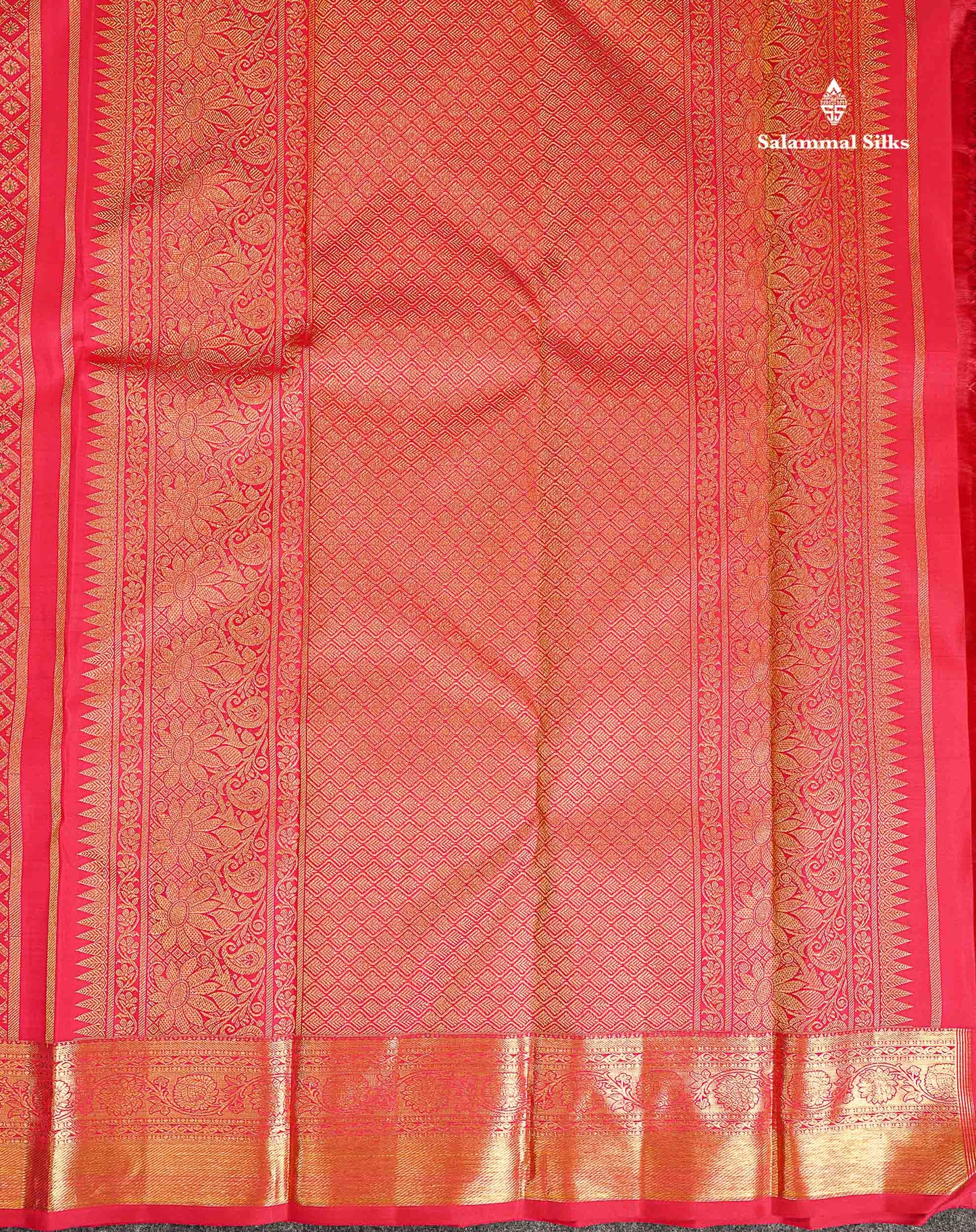 Bridal Pure Kanjivaram Silk Saree - Redish Pink Menakari Work Along With Traditional Border