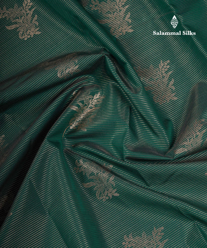 Beautiful Bottle Green Vaira Oosi Semi Silk Saree With Contrast Cream Traditional Border