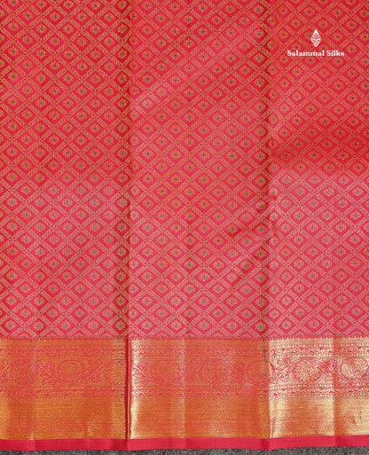 Bridal Pure Kanjivaram Silk Saree - Redish Pink Menakari Work Along With Traditional Border