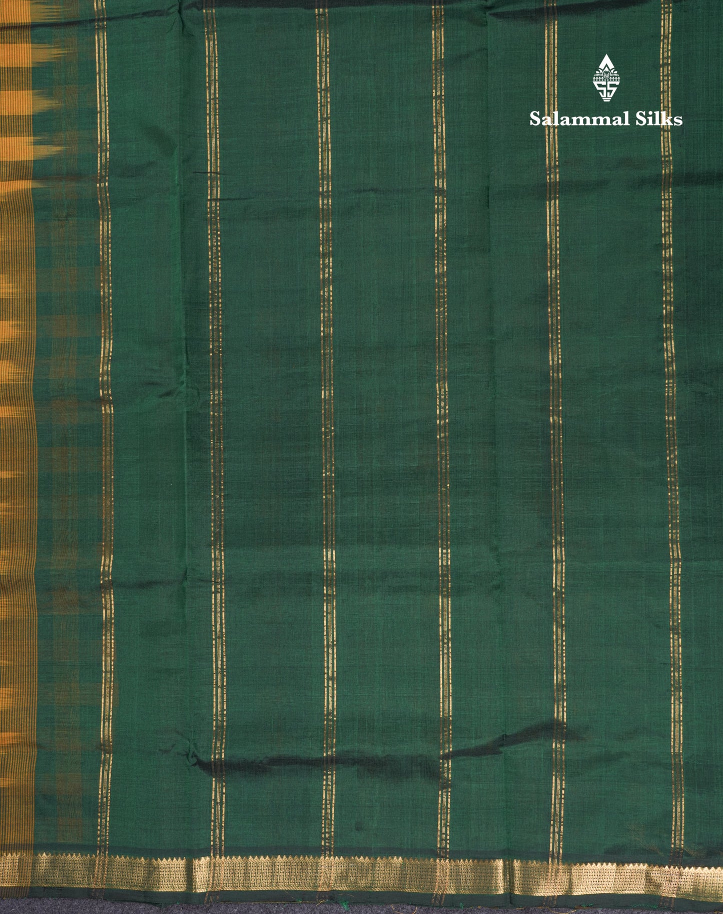 Paalum Pazham Small Checks Pure Silk Cotton Saree With Contrast Bottle Green Blouse