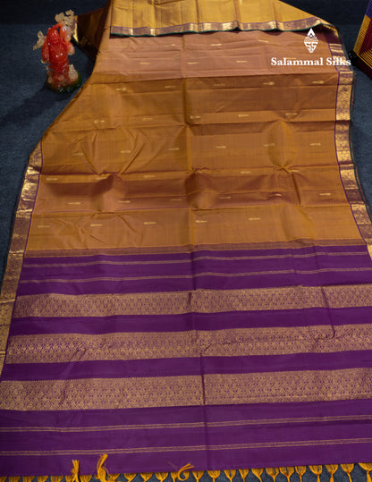 Rust Orange Pure Kanjivaram Silk Saree With Contrast Dark Bottle Green Blouse