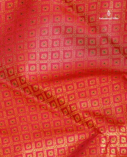 Bridal Pure Kanjivaram Silk Saree - Redish Pink Menakari Work Along With Traditional Border