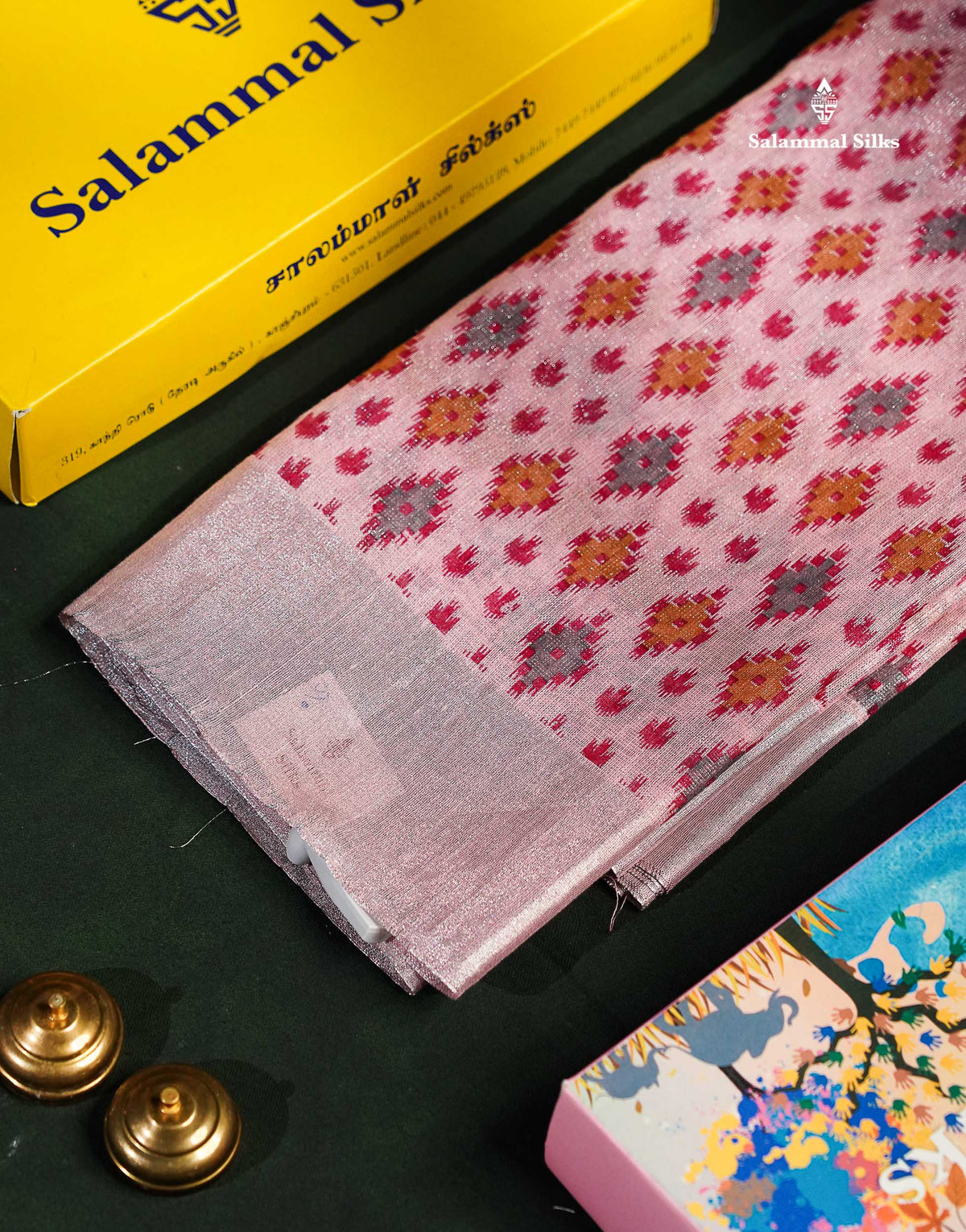 Baby Pink Colour Tissue Kota Cotton Printed Saree With Tissue Border