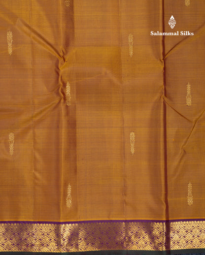 Rust Orange Pure Kanjivaram Silk Saree With Contrast Dark Bottle Green Blouse